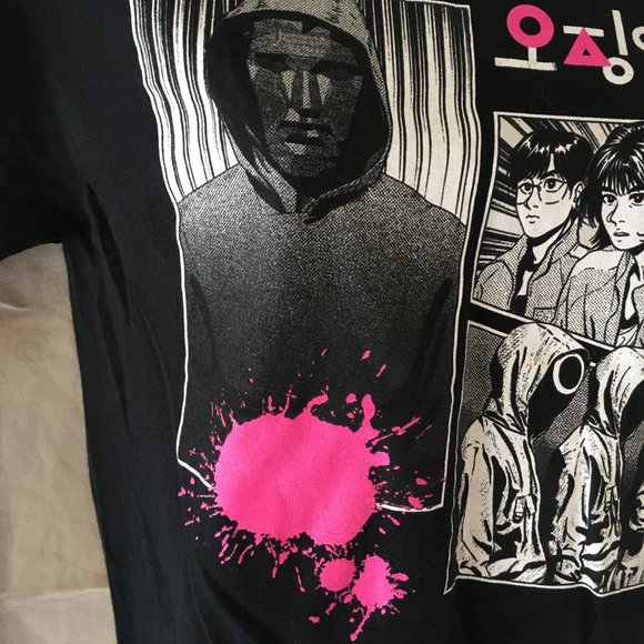 Squid Game Netflix Shirt Sz Small S Black Graphic Pink Unisex Cotton - Picture 6 of 11